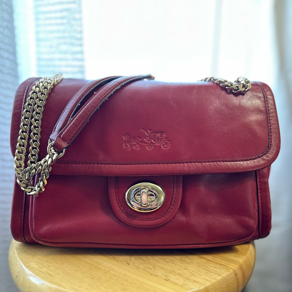 Coach Deep Red Leather Shoulder Bag